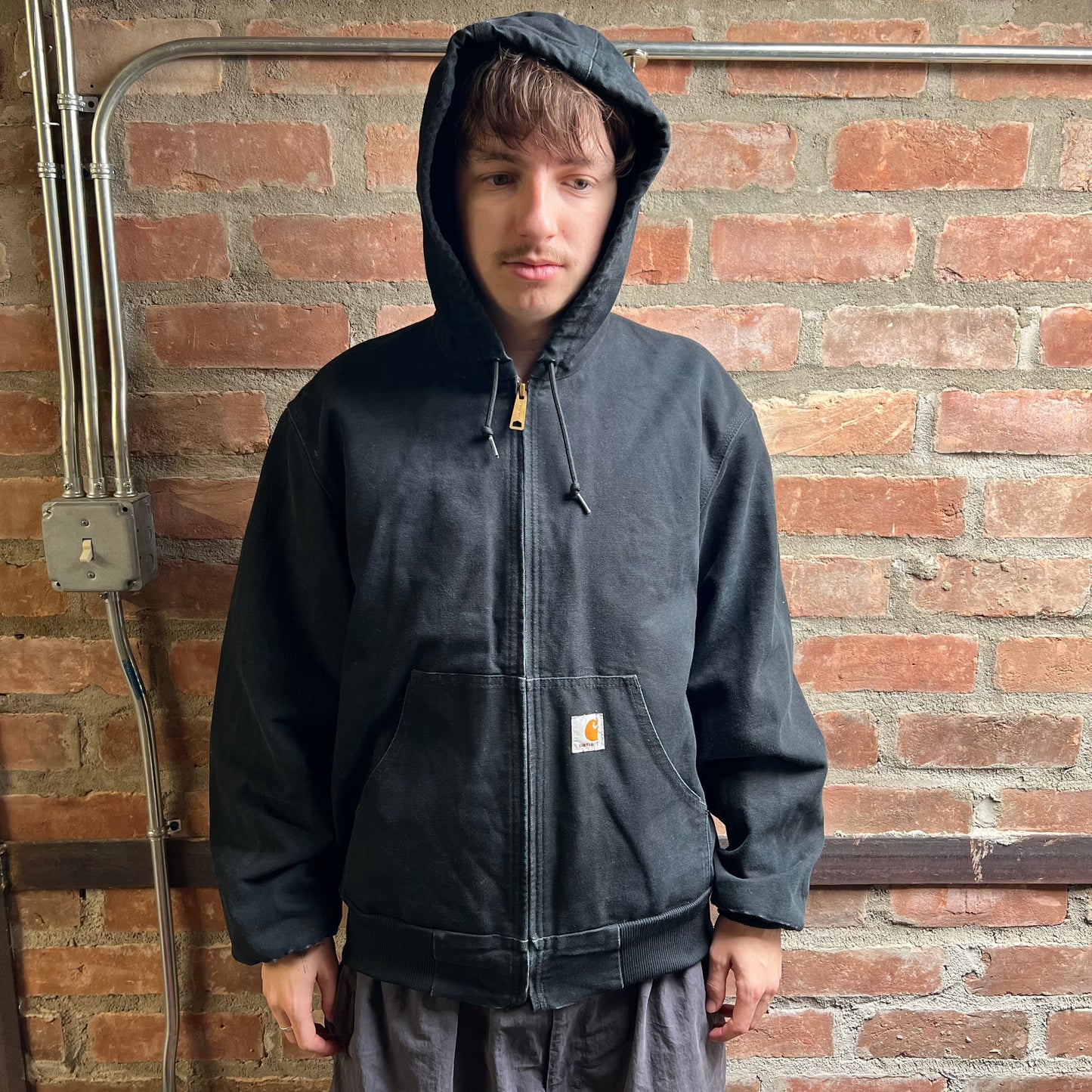 Made in USA Black Carhartt Hooded Work Jacket