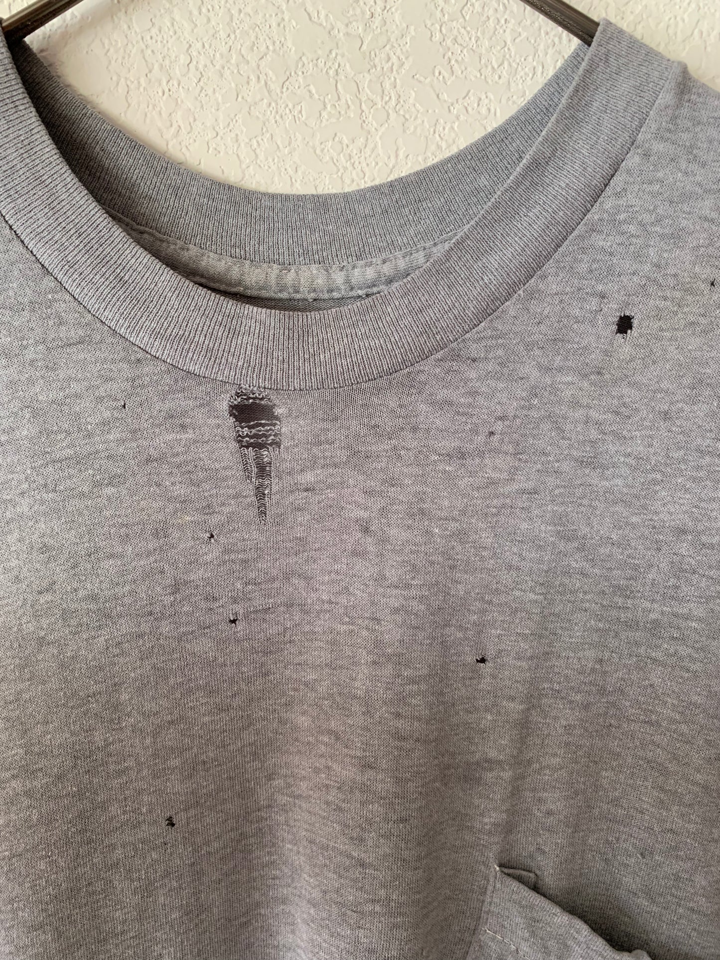 80's Grey Distressed Pocket T-Shirt