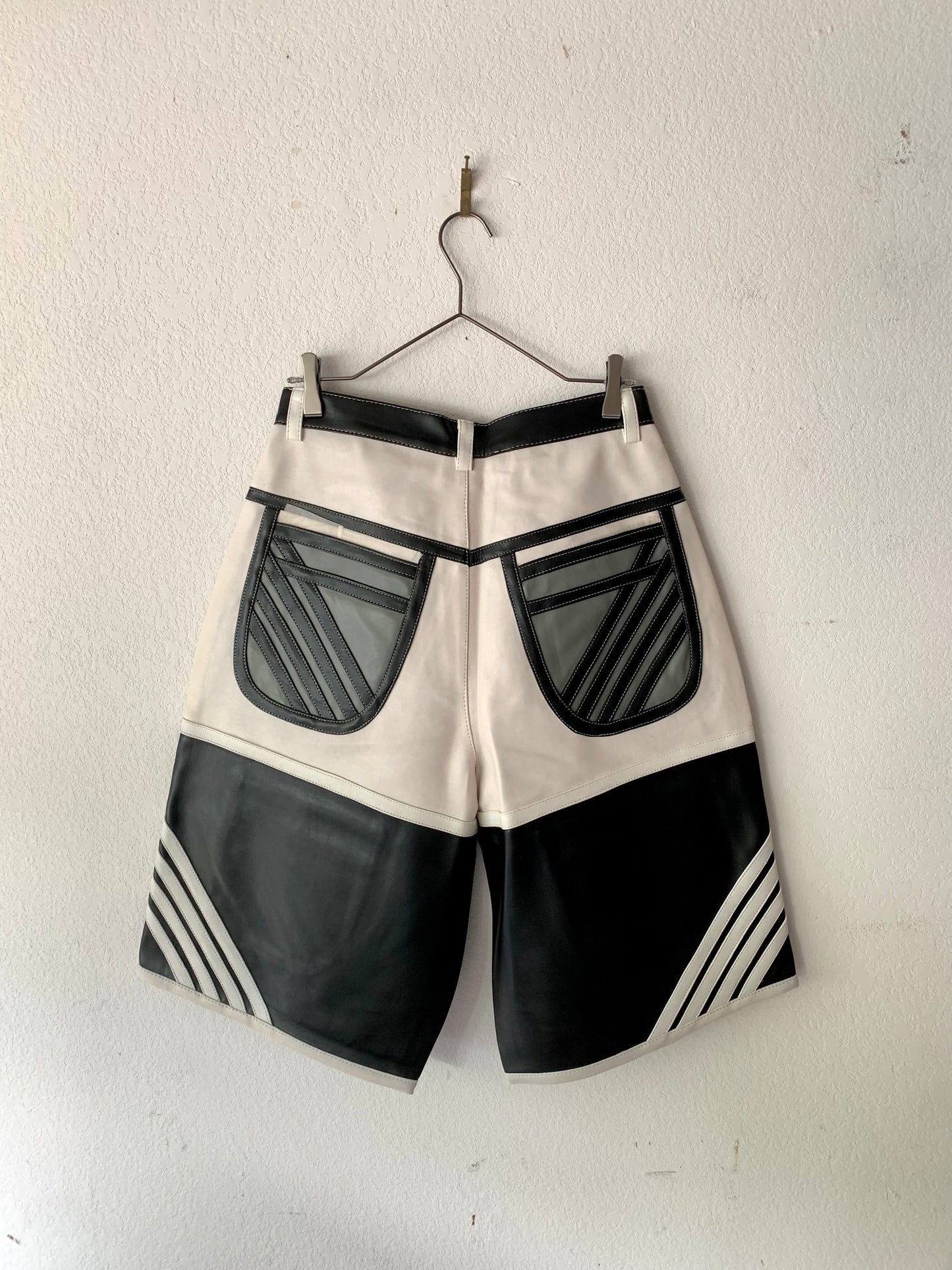 00's Black and White Elephant "Leather" Shorts