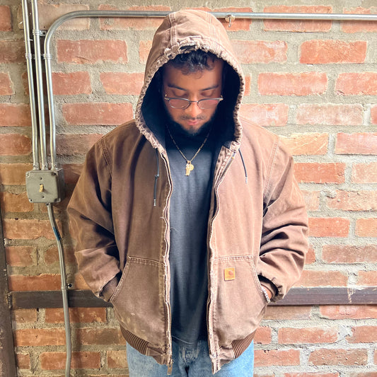 Brown Carhartt Hooded Work Jacket