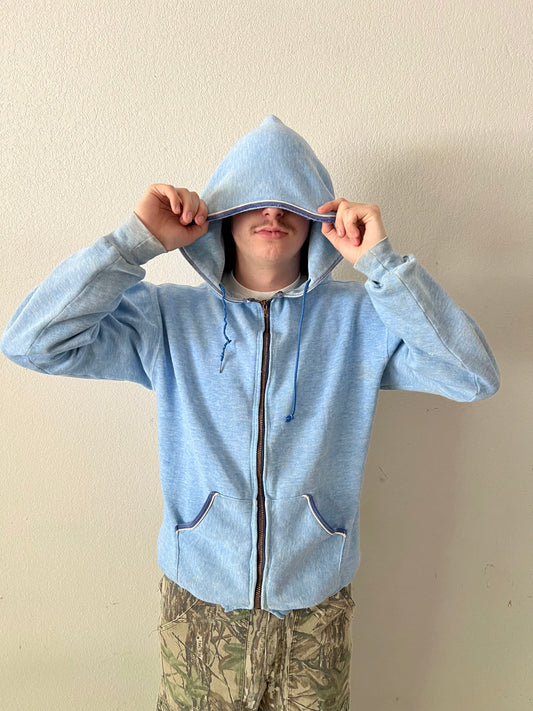 70's Stitch Detailing Zip Up Hoodie