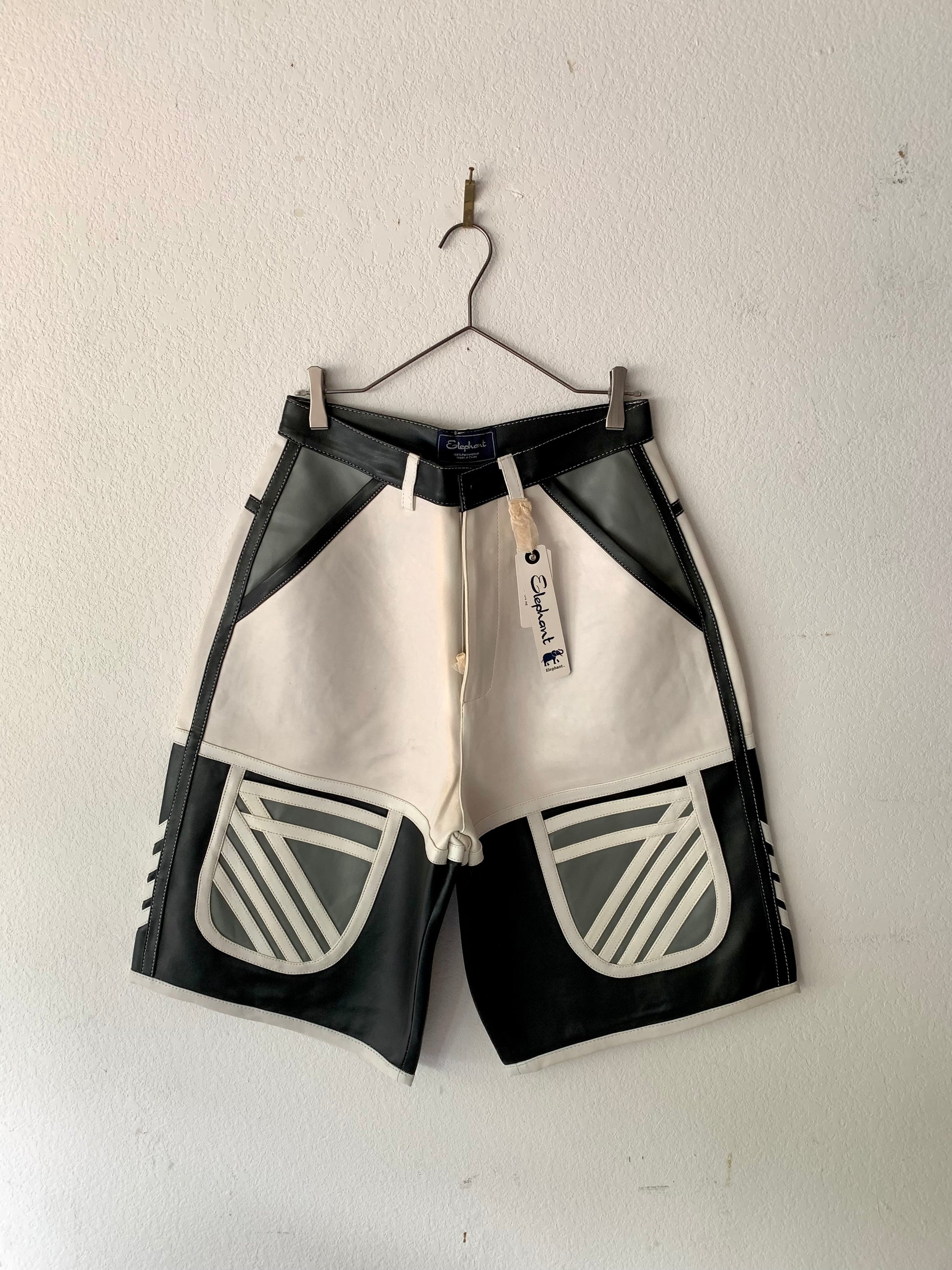 00's Black and White Elephant Leather Shorts